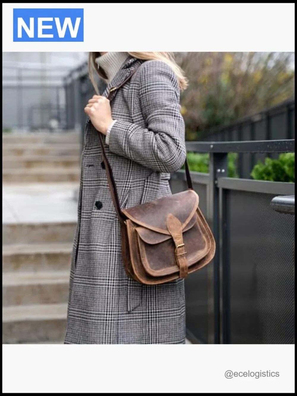 Full Grain Leather Crossbody Satchel Purse Tote Shoulder Bag